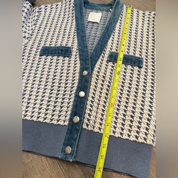Sandro Marillys Tweed & Denim Cropped Cardigan Wool Blend XS - Picture 10 of 14